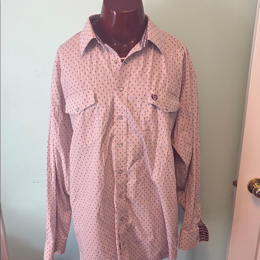 Blue Casual Button Down Shirt with Pattern